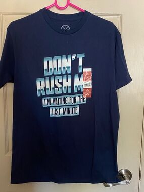 George Navy Short‑Sleeve T‑Shirt with Teal Gradient 'Don't Rush Me' Graphic
